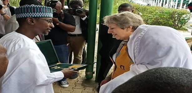 FCT Minister Mohammed Bello hands Theresa May Key to the City of Abuja